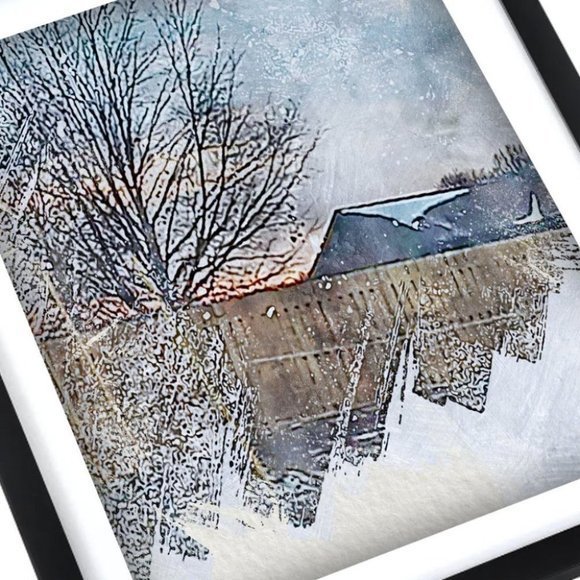 Framed Watercolor landscape‎  wall art - Picture 3 of 3